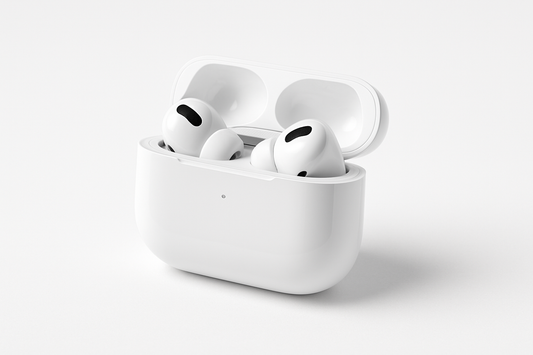 Airpods Pro 2 con un fondo blanco como si se hubiese tomado la foto.