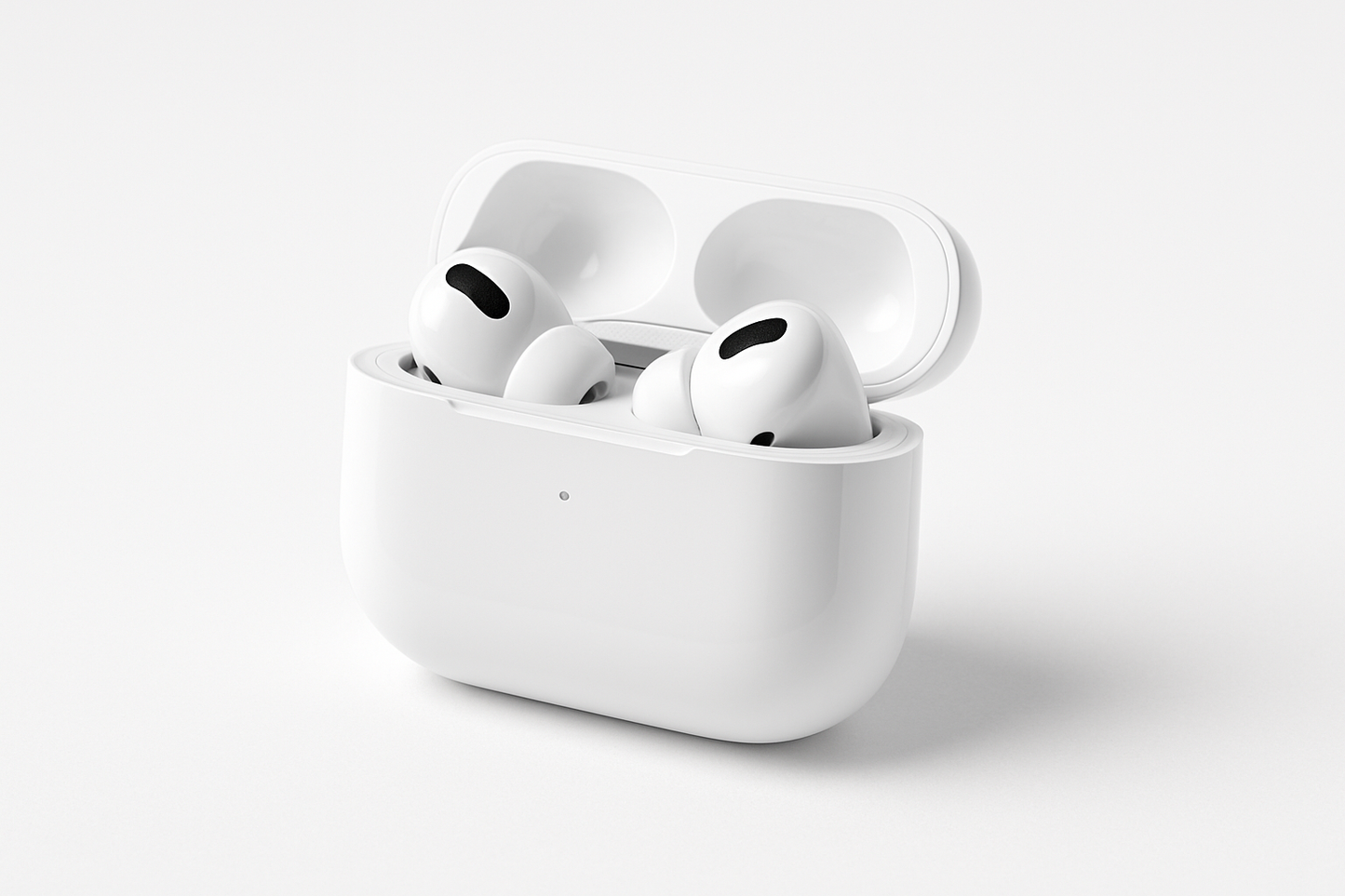 Airpods Pro 2 con un fondo blanco como si se hubiese tomado la foto.