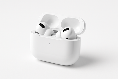 Airpods Pro 2 con un fondo blanco como si se hubiese tomado la foto.